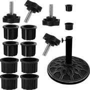 12 pezzi di piede di ombrello standard sostitutivi - base di ombrello da giardino - copertura di anello di foro esterno - vite a filo M8 - sostituzione manopola - nero
