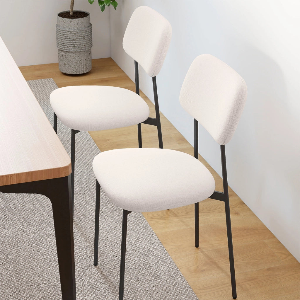Sedia pranzo 4 pz cucina tessuto lino metallo gambe imbottito-Sedia cotone schienale curvo senza braccioli sala pranzo soggiorno ufficio