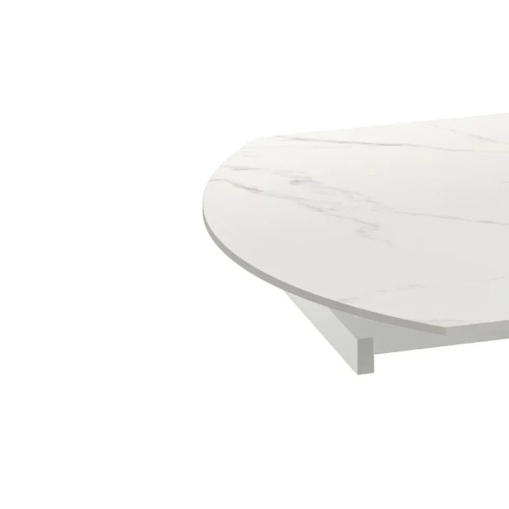 Tavolo da pranzo allungabile in ceramica effetto marmo bianco Drift 80-120x120 cm fino a 6 posti | Duzzle