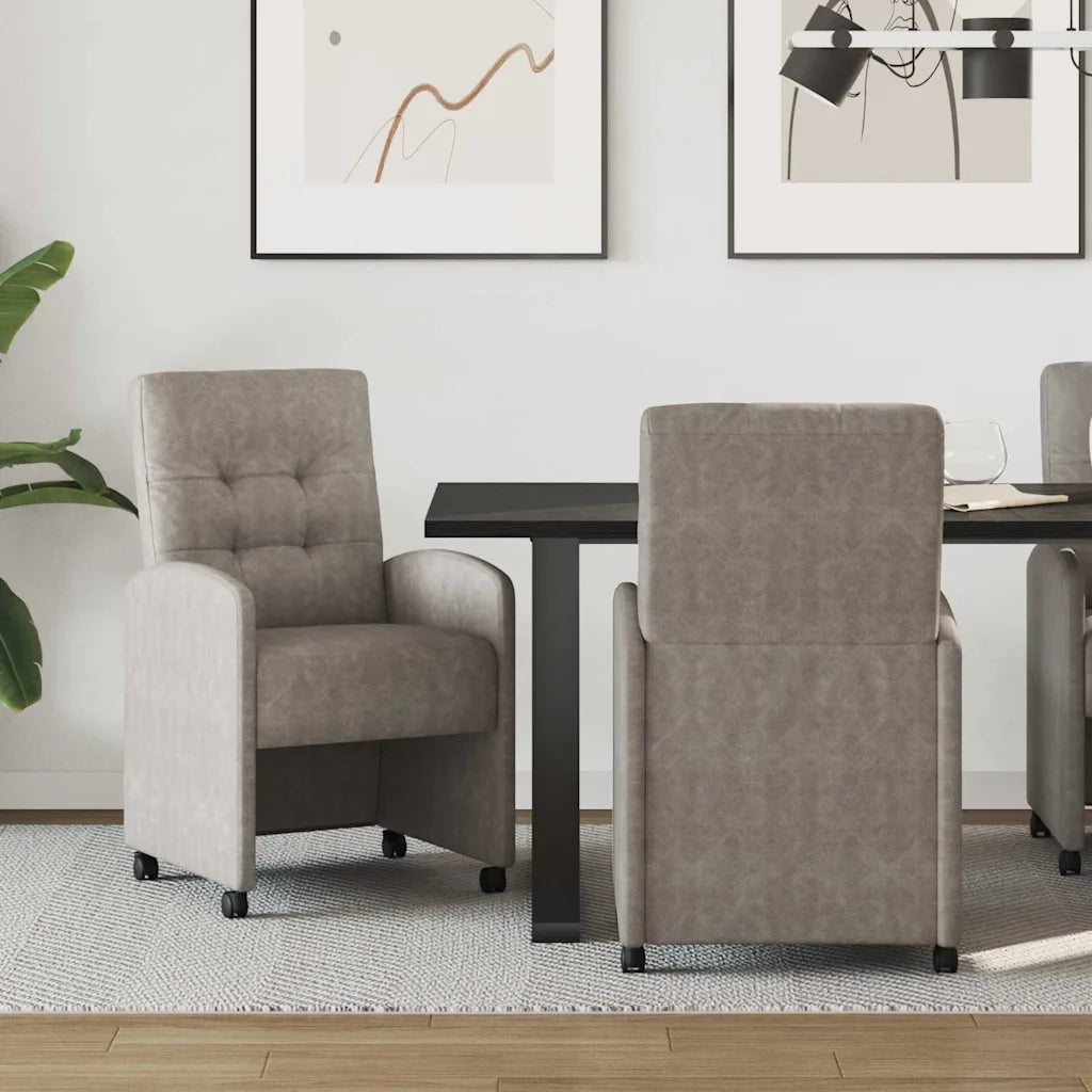 Sedie da Pranzo con Ruote 2 pcs Grigio 58 x 67 x 97 cm 42017894