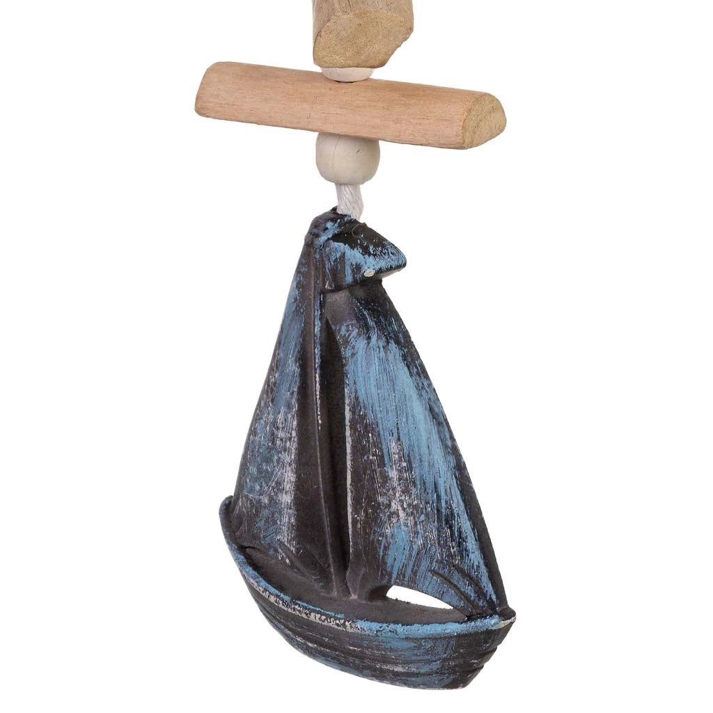 Campanello a vento decorativo in legno, blu, 8x2x50h cm