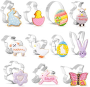 Set di stampi per biscotti, fondant e decorazioni di torta in acciaio inossidabile a forma di uovo di pasqua da 11 pezzi