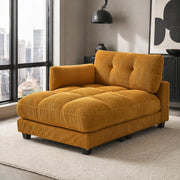 POLTRONA relax 140x112x81 cm in velluto a coste giallo senape con porta bicchieri