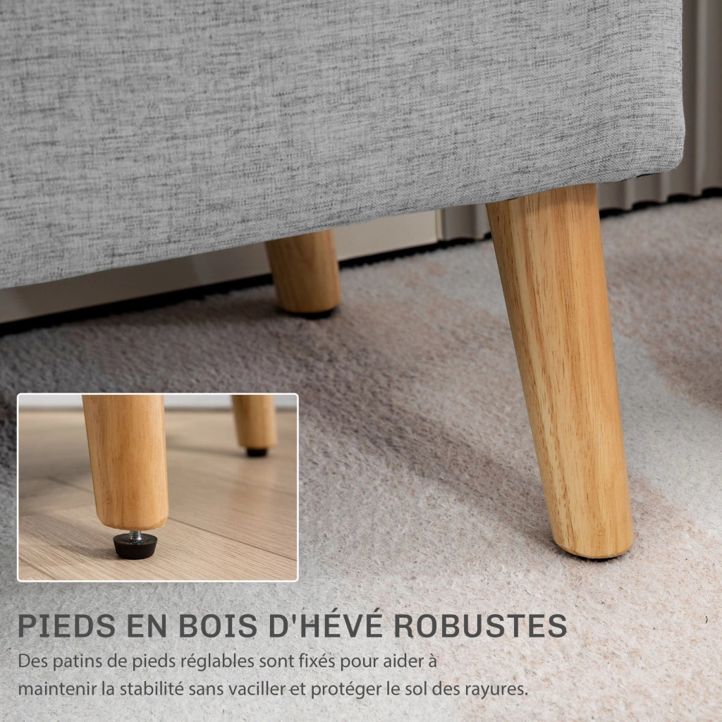 Panca imbottita con contenitore ¨C zephmum ¨C grigio, 110x39x45 cm