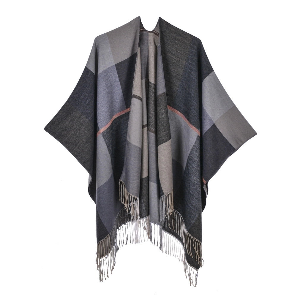 Nuova sciarpa/scialle da donna, in jacquard dal design retr¨° e alla moda, divisa in due, spessa e calda.