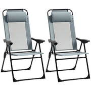 Set di 2 sedie da giardino pieghevoli ¨C zephmum ¨C Grigio, Polipropilene, Acciaio