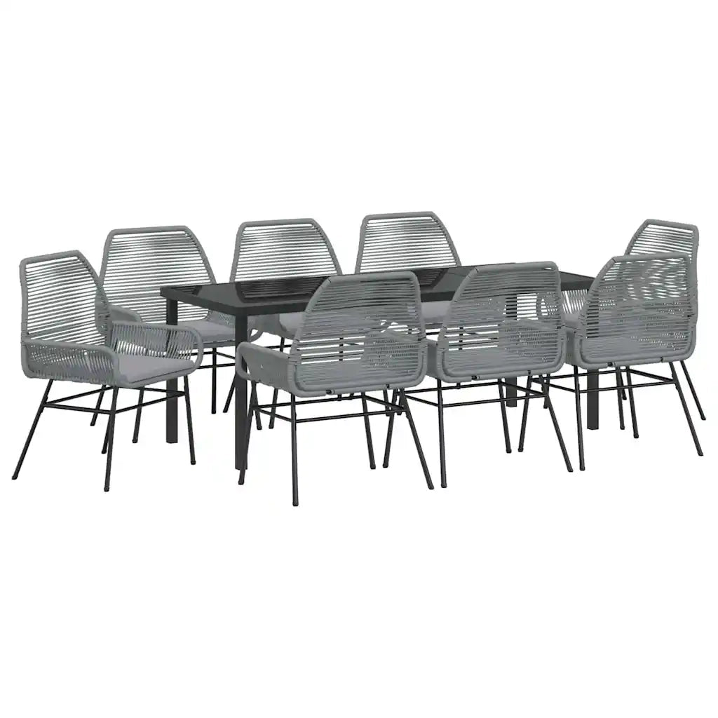 Set da Pranzo per Giardino con cuscino 9 pcs Grigio polyrattan 3380889