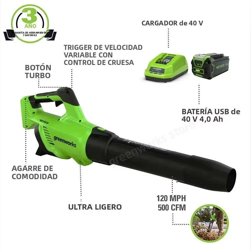 Soffiatore foglie a batteria 40V BLF442 senza fili portata 500 CFM funzione turbo 120 MPH batteria 4 Ah inclusa
