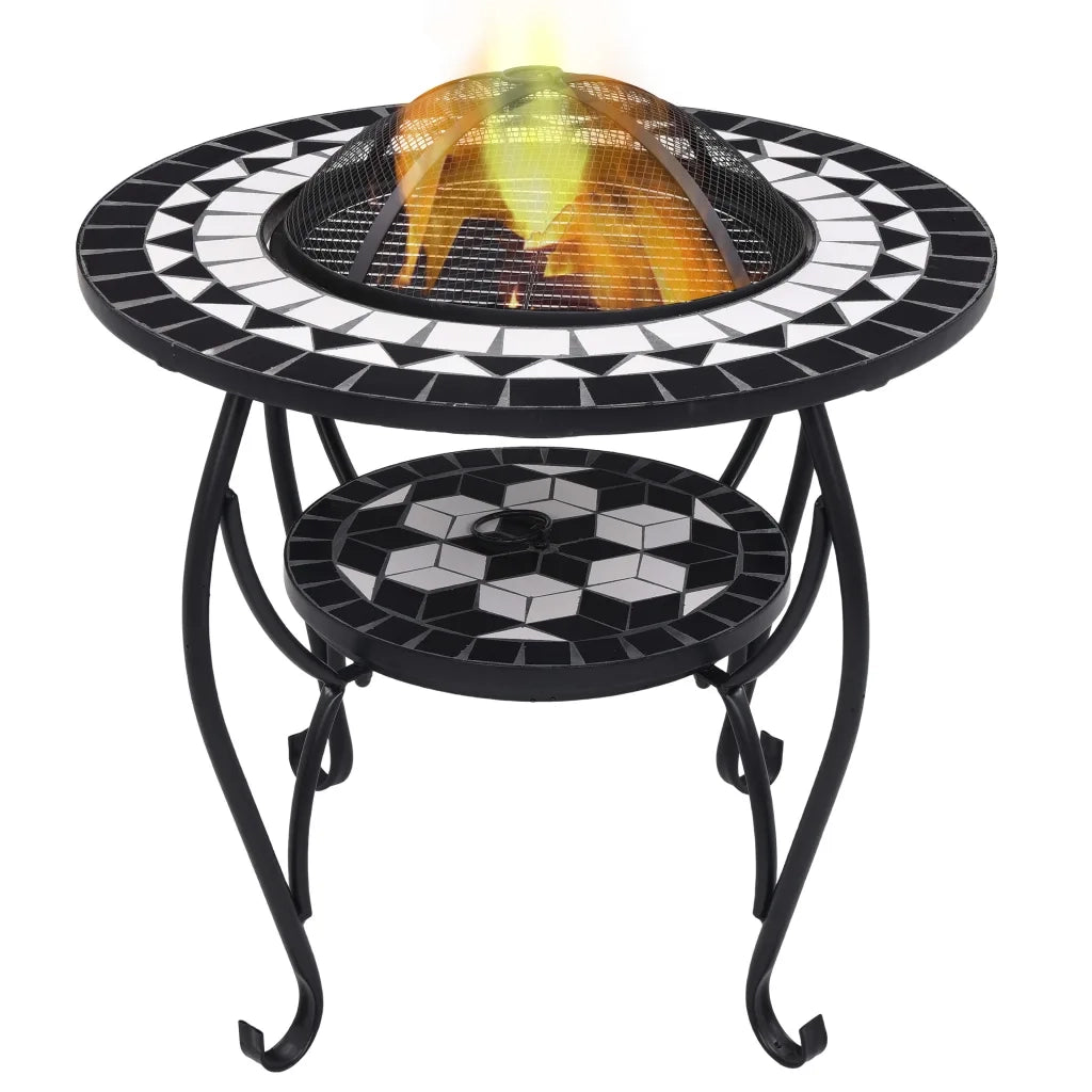 Tavolo con Braciere a Mosaico Nero e Bianco 68 cm in Ceramica CFW3904870