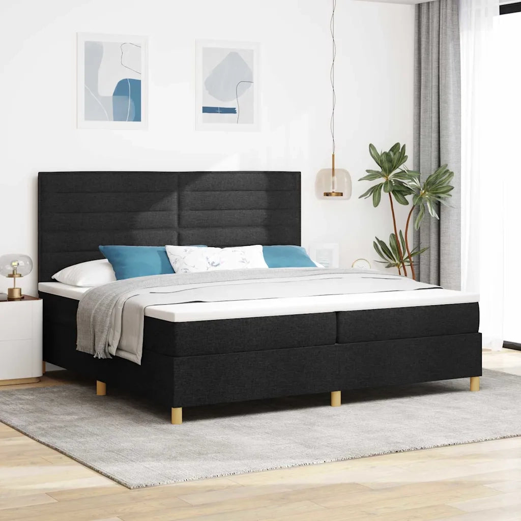 Letto a Sorgente LED con materasso Nero 200 x 200 cm Tessuto 3343049
