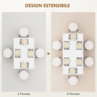 Tavolo da Pranzo Allungabile per 4-6 Persone con Pannelli a Ribalta, in Legno, 120-160x80x78 cm, Bianco