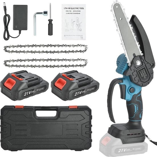 Mini Segatrice a Catenaria 21V - Segatrice Elettrica con Lama da 15 cm e 2 Batterie