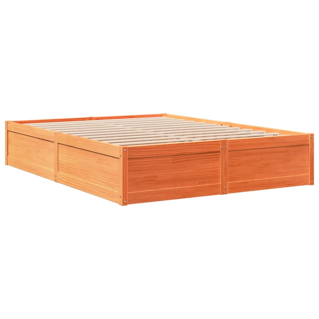 Giroletto senza Materasso-Struttura Letto Marrone Cera 140x200cm Massello Pino 907153
