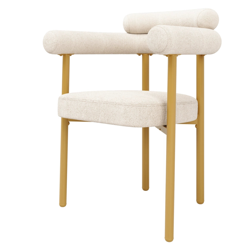 Sedia 70x62x84 cm con schienale ergonomico e seduta ampia in velluto beige e oro