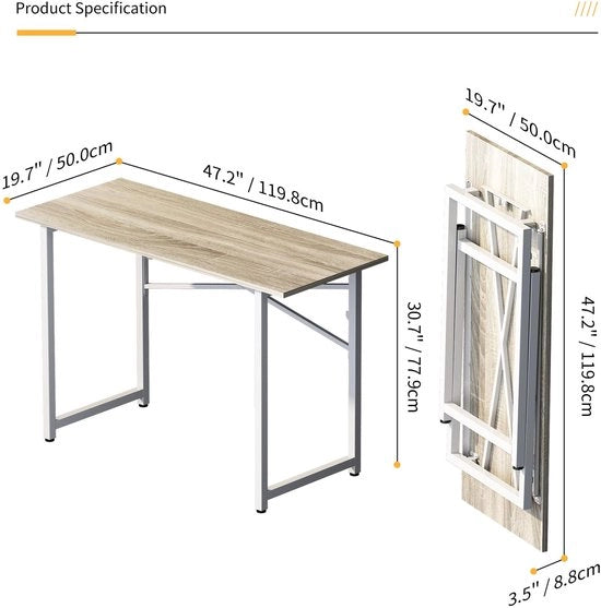 Scrivania Opportunità 120 cm - Risparmio di Spazio - Nessuna Assemblaggio Richiesta - Scrivania da Gioco - Tavolo da Scrivere - Facile da Ripiegare - Scrivania Ripiegabile