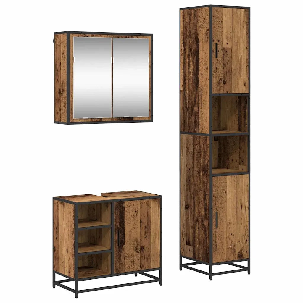 Set di mobili per il bagno con lo scaffale 3 pcs Legno vecchio 3402360