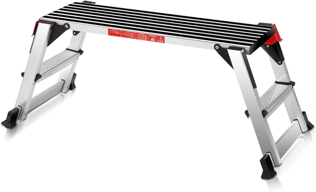Banco da Lavoro Antiscivolo in Alluminio Scaletta Pieghevole Basso Piattaforma di Lavoro Pedane di Lavoro Portatile Portata di 150 kg, 128x38x49,5cm