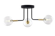 Plafoniera moderna nero oro, sfere vetro 3xG9 BURANO Jupiter