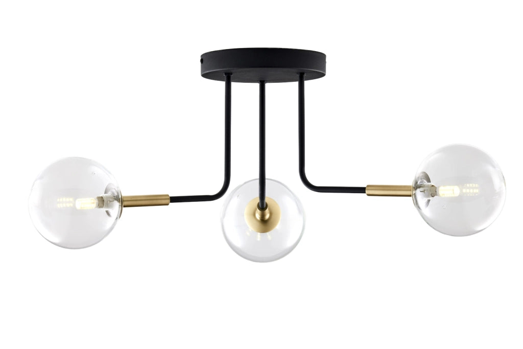 Plafoniera moderna nero oro, sfere vetro 3xG9 BURANO Jupiter
