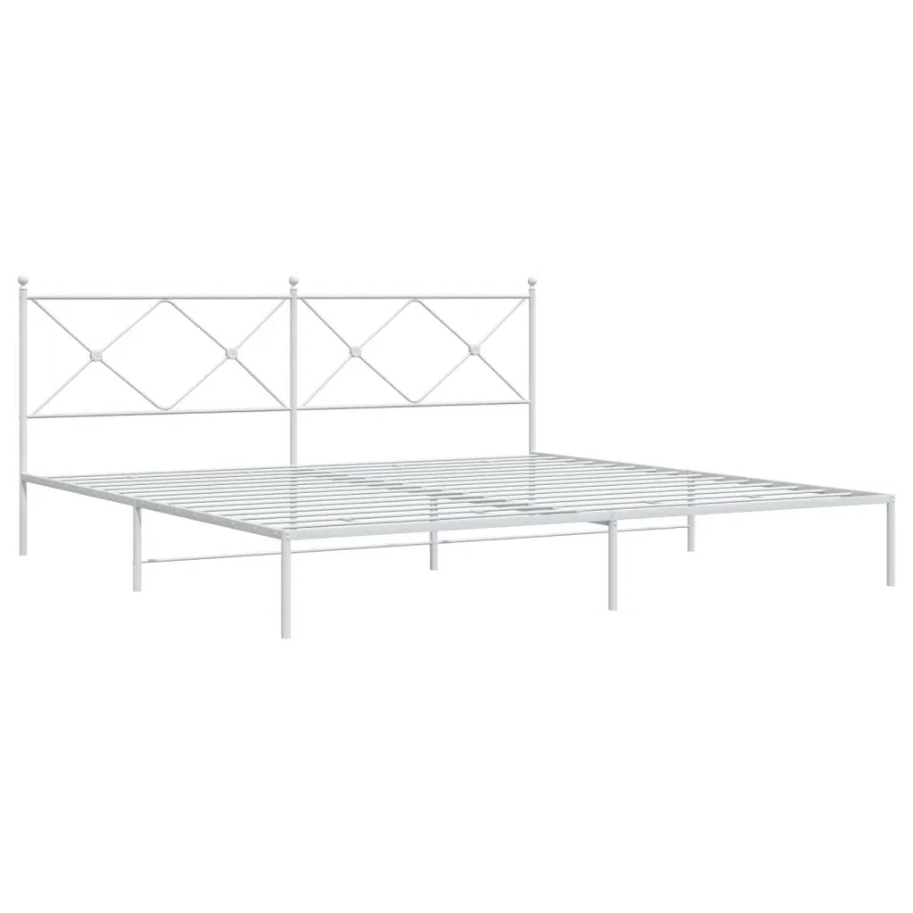 Giroletto con Testiera-Struttura Letto con testiera Metallo Bianco 200x200 cm 618559
