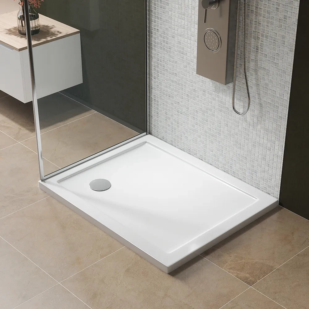 Piatto doccia bordato 80x90 cm in acrilico rinforzato bianco lucido | Asteios