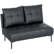 Divano 2 Posti in Finta Pelle Senza Braccioli e Trapuntato a Bottoni, 115x73x83 cm, Nero