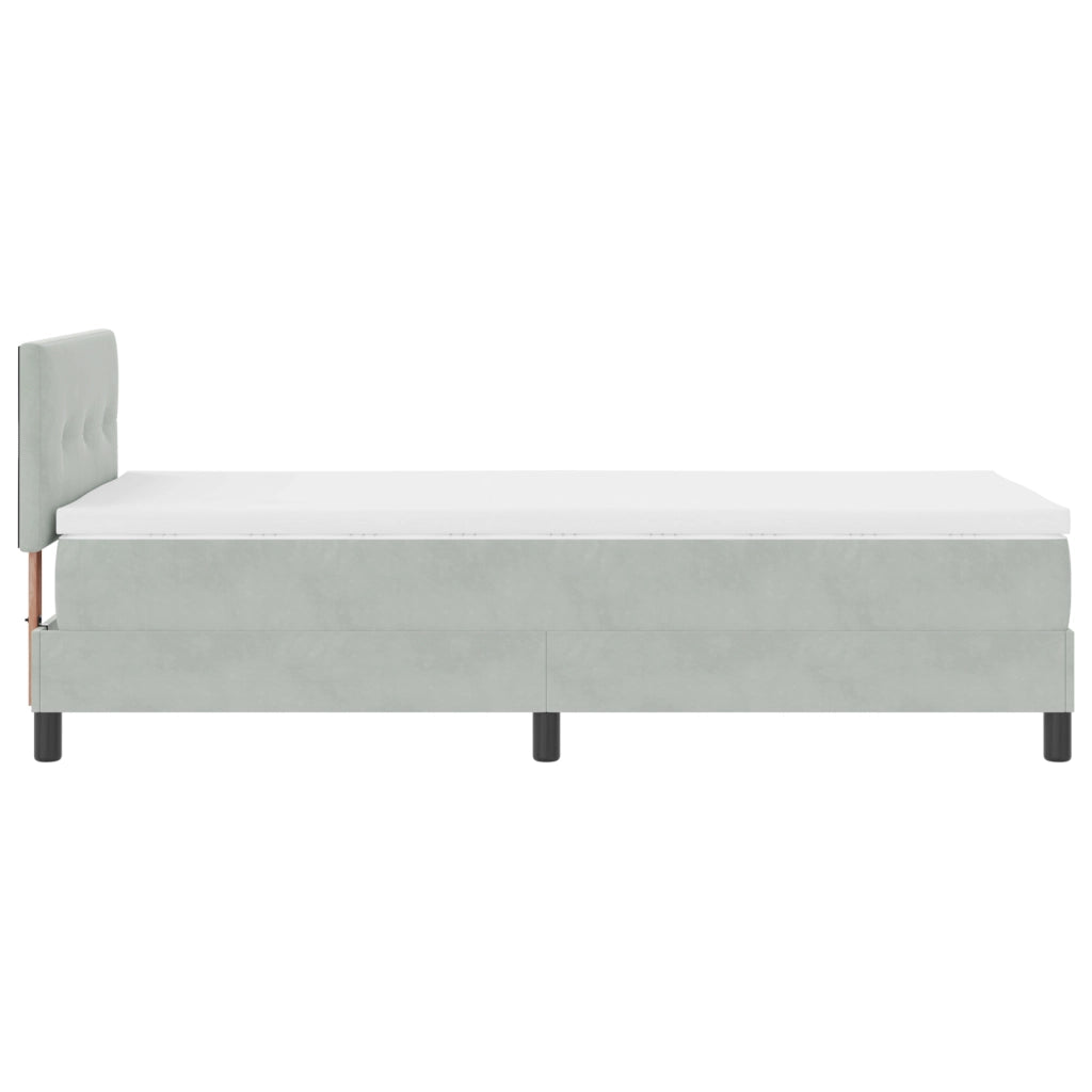 Letto con Rete a Doghe e Materasso Grigio Chiaro Singolo in Velluto