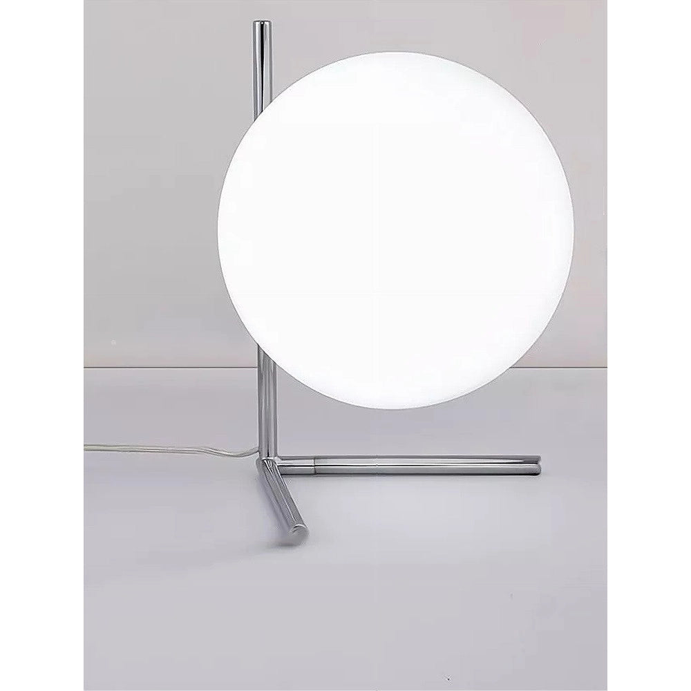 Trade Shop - Lampada Da Tavolo Scrivania Ramo Con Sfera In Vetro Luce Attacco E27 Argento 33887 -