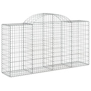 Cesto gabbione recinzione a gabbia muro di contenimento ad arco 200 x 50 x 100/120 cm ferro zincato argento 02_0040020