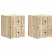 Mobiletto da notte a muro 2 pcs Rovere Sonoma 33 x 34,5 x 40 cm