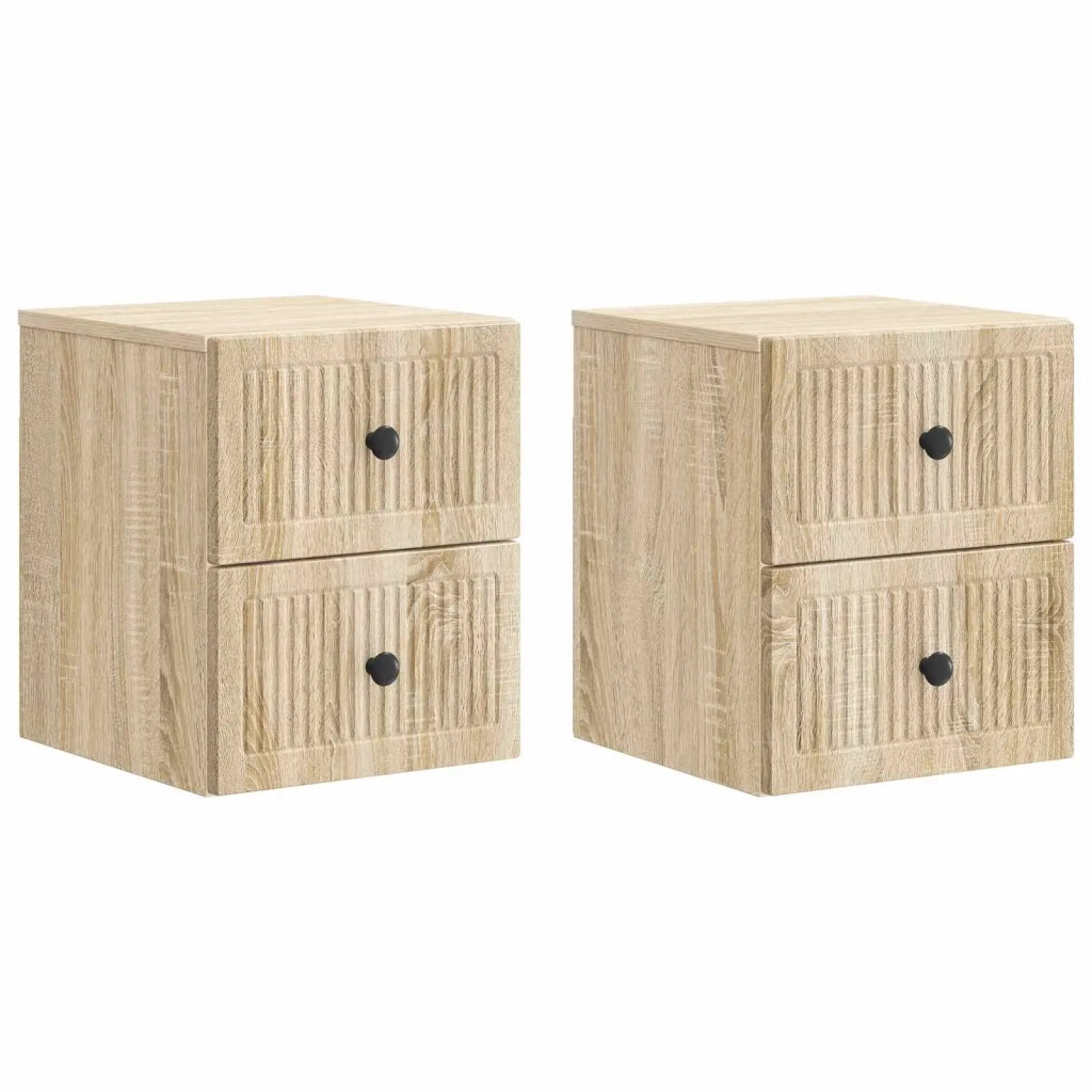 Mobiletto da notte a muro 2 pcs Rovere Sonoma 33 x 34,5 x 40 cm