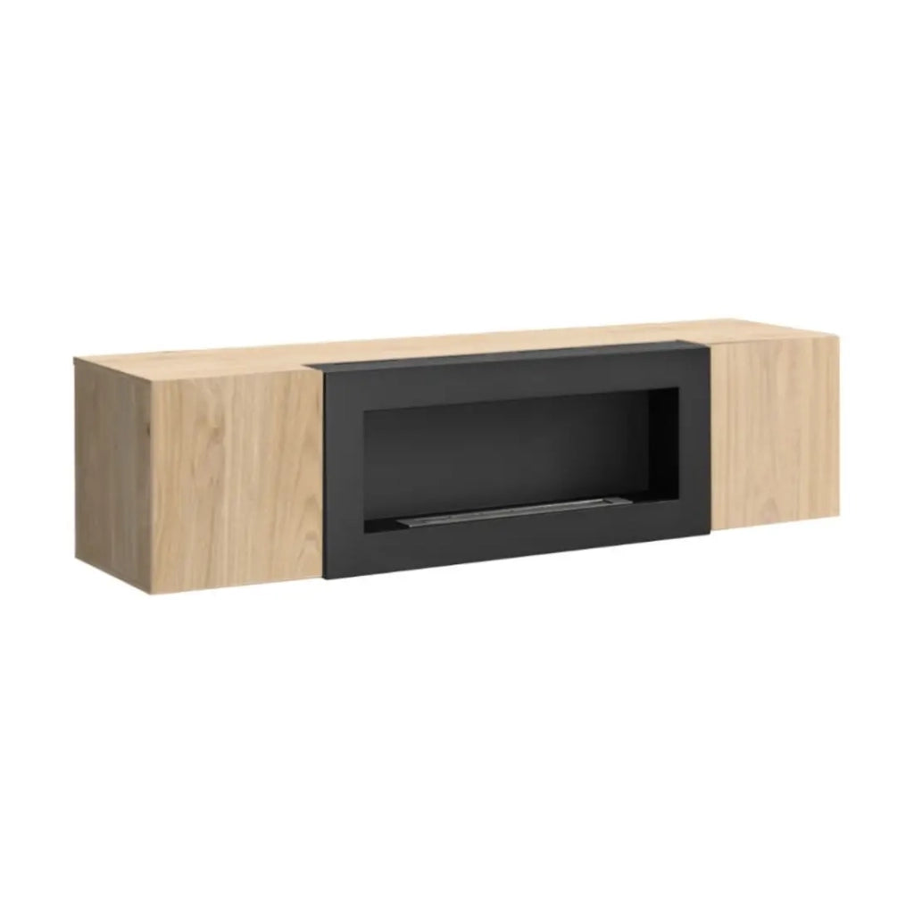 Mobile TV FLY – 2 porte + caminetto bioetanolo integrato – Rovere chiaro