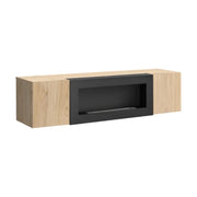 Mobile TV FLY – 2 porte + caminetto bioetanolo integrato – Rovere chiaro