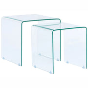 Set di 2 tavolini a nido in Vetro Trasparente Rettangolare stile Minimalista soggiorno