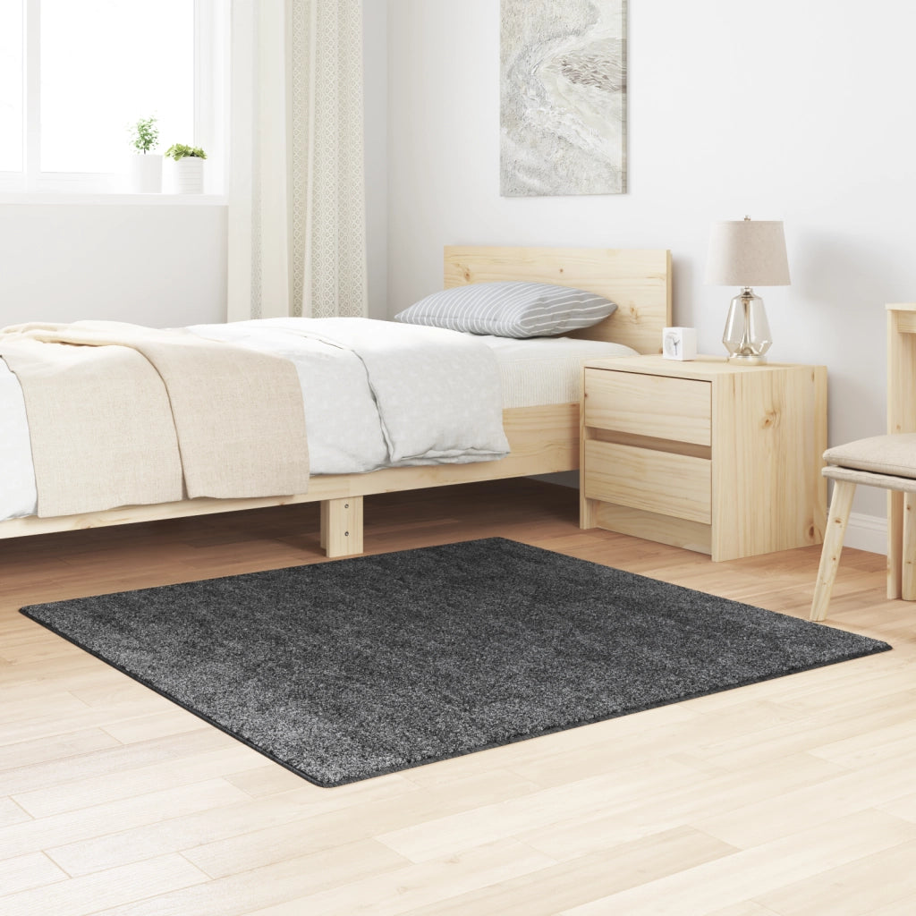 Tappeto Shaggy con Schienale in Lattice Grigio Scuro 120x120 cm