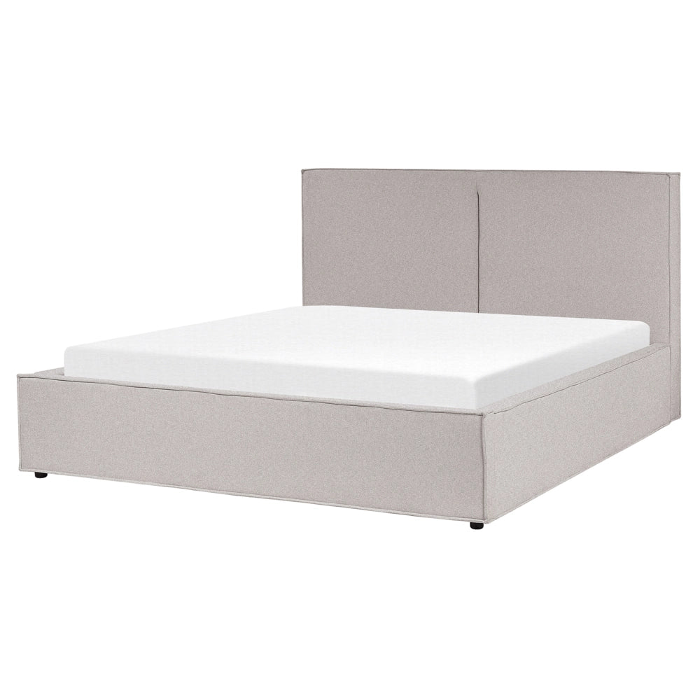 Letto king size 160 x 200 cm Grigio chiaro Rivestimento in tessuto Ottomana di contenitore Telaio a doghe Camera da letto moderna contemporanea