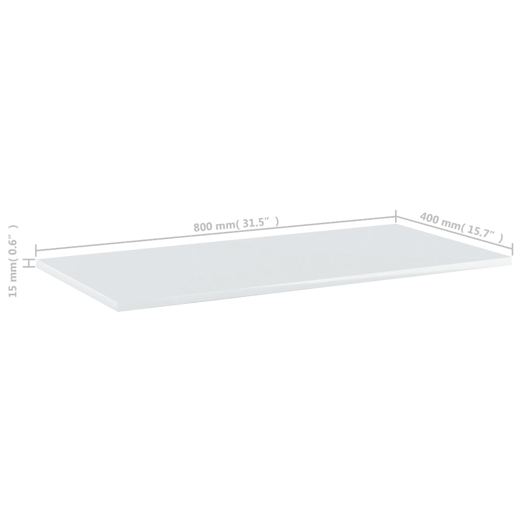 Ripiani per Libreria 8pz Bianco Lucido 80x40x1,5cm Multistrato 805341