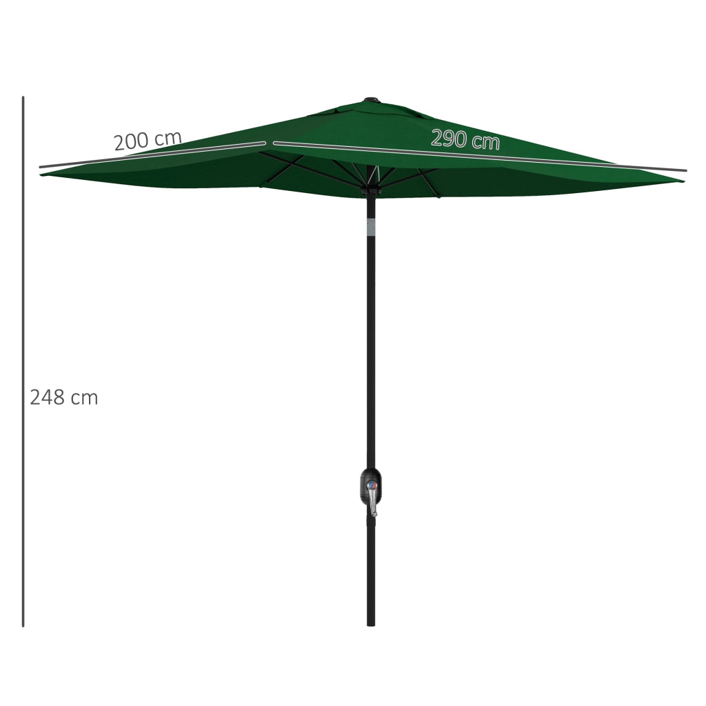Ombrellone da Giardino Rettangolare Inclinabile ¨C zephmum ¨C Verde 2x3 m