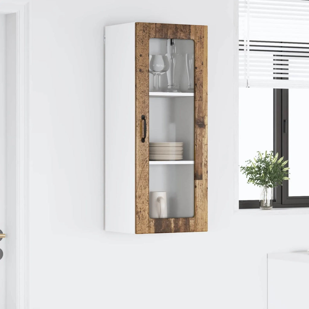 Mobile in vetro da parete LUCCA Legno antico 40 x 31 x 100 cm