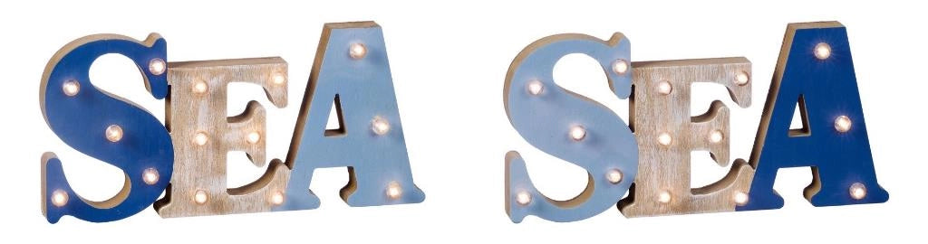 Decorazione casa in legno mdf sea con 14 led 39 x 4 x 18,5 cm 2 Colori