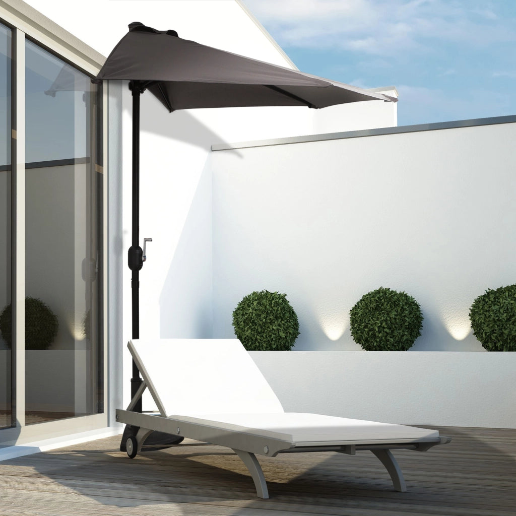 Ombrellone da giardino semicircolare ¨C zephmum ¨C grigio 269x138x236 cm