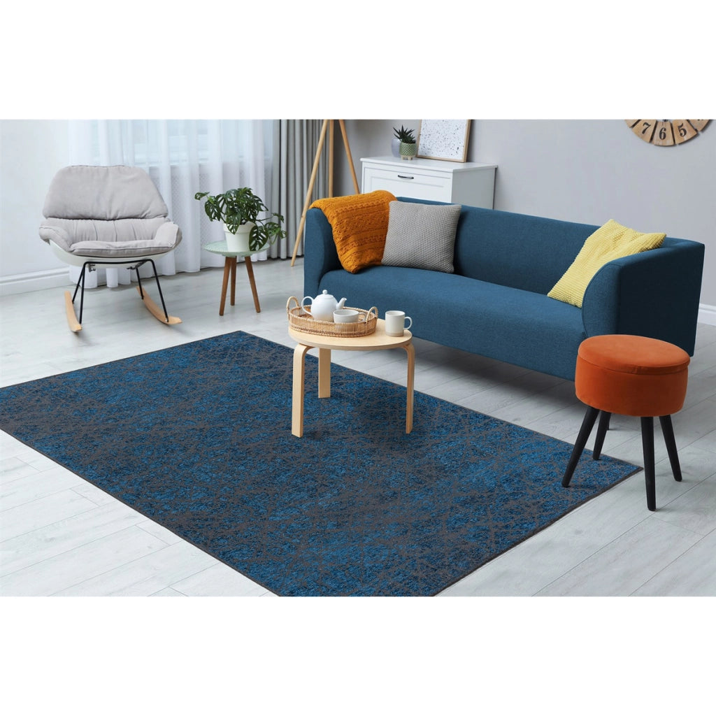 Tappeto moderno Kalevi 200 Blu a tessitura piatta