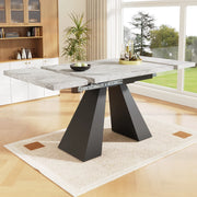 Tavolo da pranzo allungabile 99-159x74x77 cm; MDF e metallo; nero e grigio