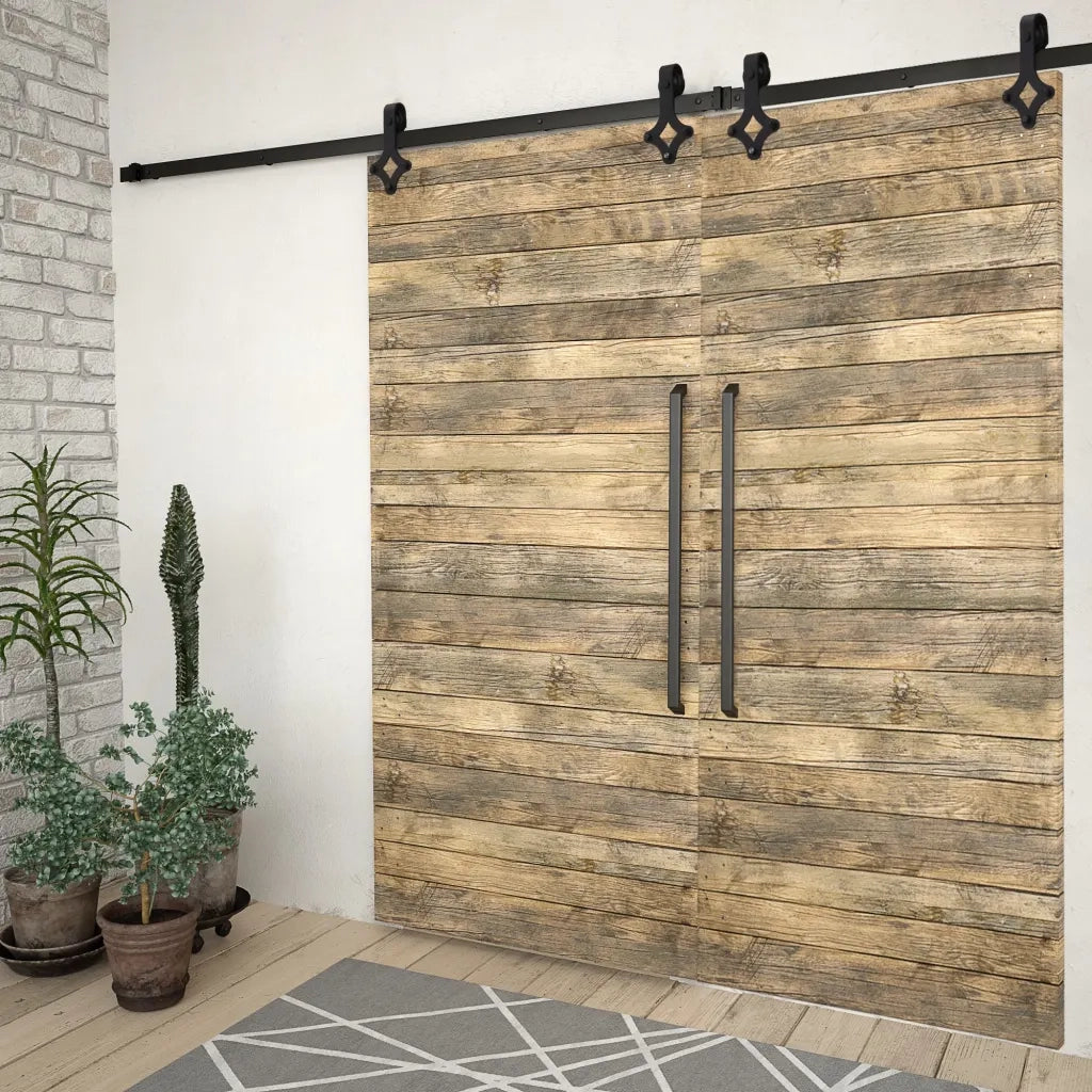 Kit di Binari per Porte Scorrevoli 2 pz 183 cm in Acciaio Nero 3059840