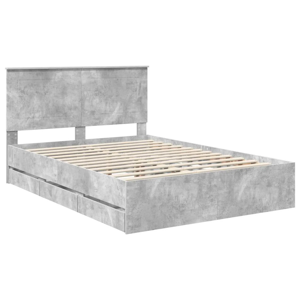 Struttura del letto con cassetto Grigio cemento 160 x 200 cm