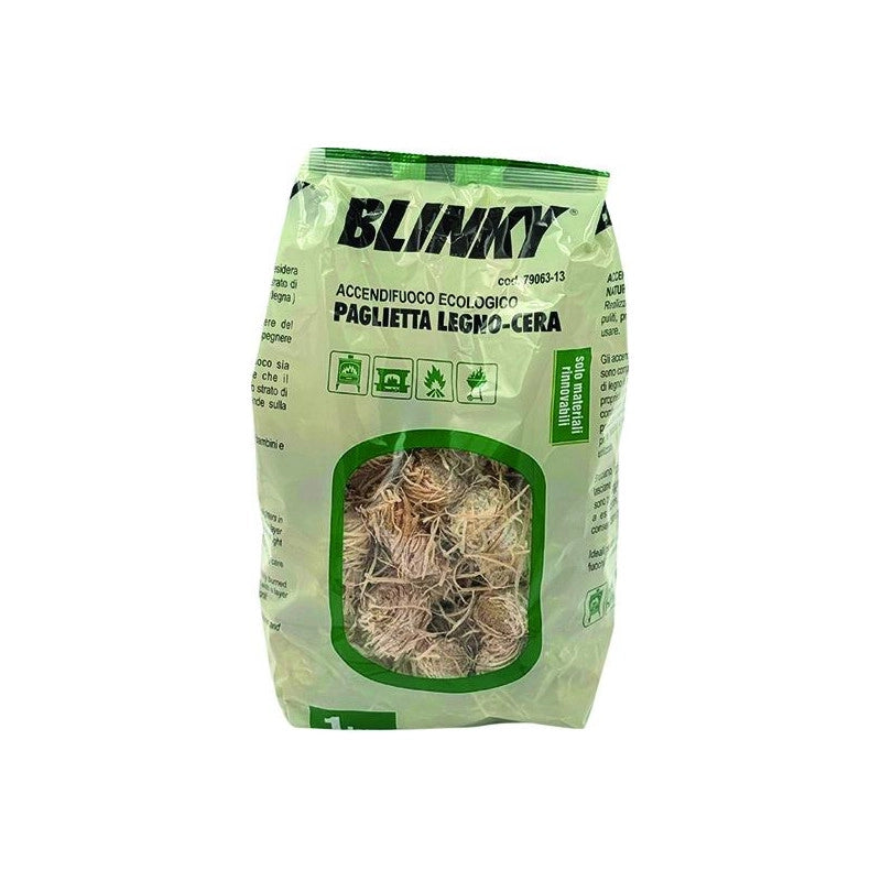 Accendifuoco blinky ecologico, paglietta legno-cera, sacco 1 kg