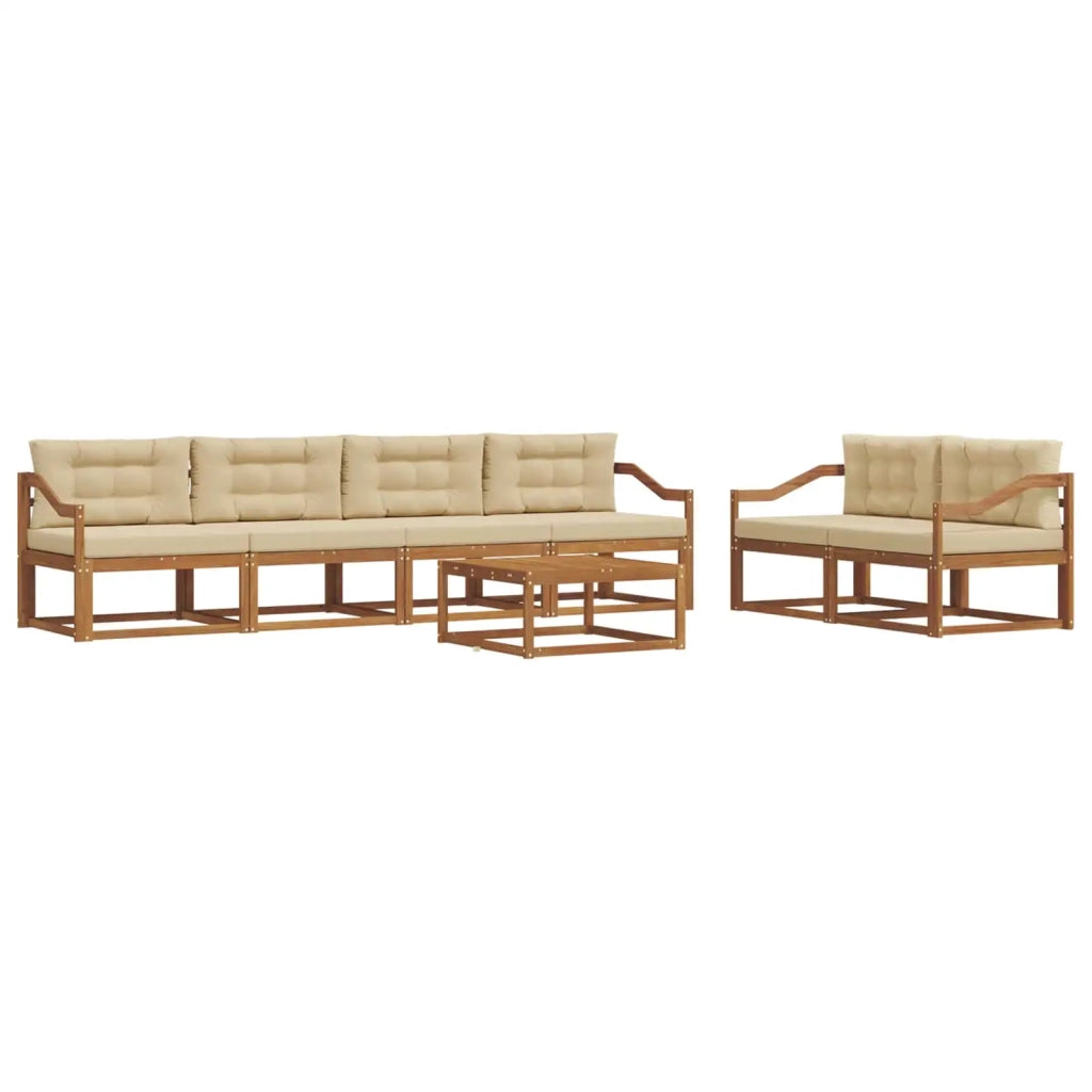 Set di divani da esterno con cuscino 7 pcs Naturale e Beige 3367246