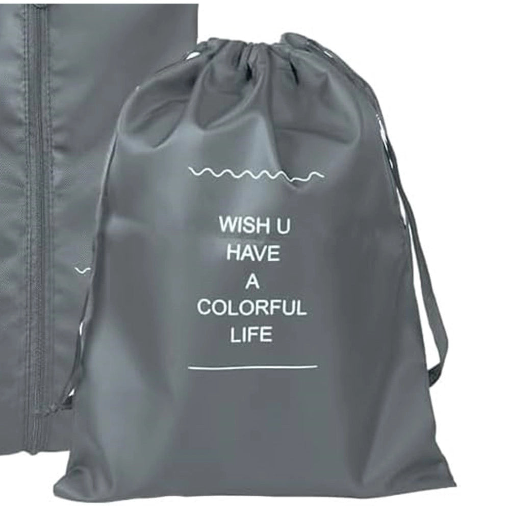 Trade Shop - Organizer Da Viaggio Organizza Valigia Bagagli Borsa Con Coulisse 36x27cm Grigia 87715 -