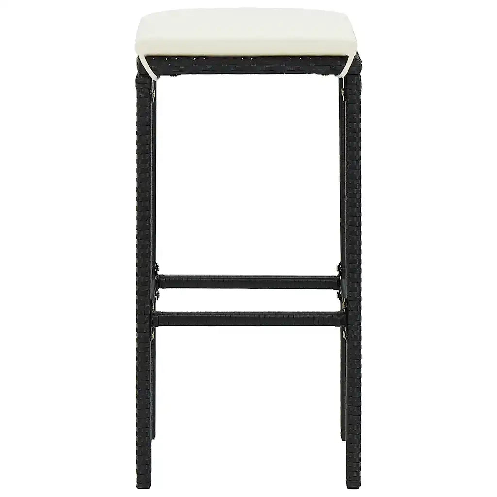 Set Bar da Giardino 3 pz | Set Salotto da Giardino Nero in Legno Acacia e Polyrattan