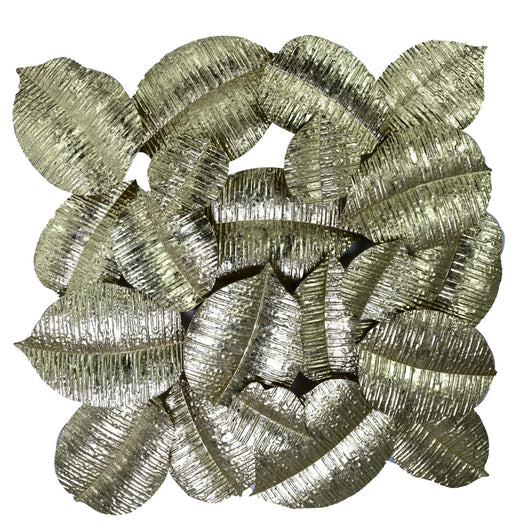 Pannello Decorativo da Parete Foglie 88,9x7,6x85,7 cm in Metallo Oro